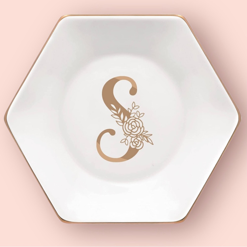 CARAKNOTS S Initial Ring Dish Jewelry Tray